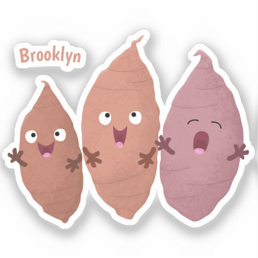 Smeltzingende zoete aardappelen cartoon-groenten sticker (Voorkant)