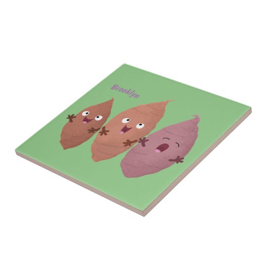 Smeltzingende zoete aardappelen cartoon-groenten tegeltje (Zijkant)