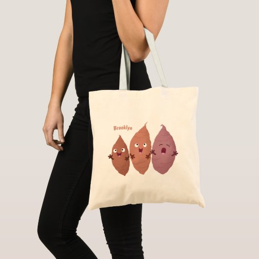 Smeltzingende zoete aardappelen cartoon-groenten tote bag (Voorkant (product))