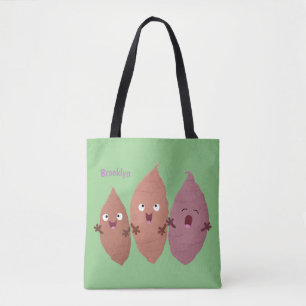Smeltzingende zoete aardappelen cartoon-groenten tote bag