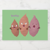 Smeltzingende zoete aardappelen cartoon-groenten voedselcontainer etiket (Enkel label)