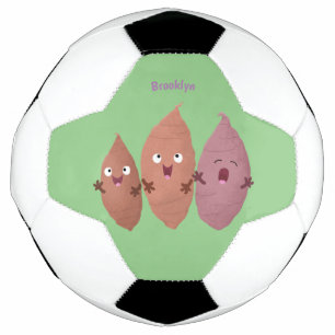 Smeltzingende zoete aardappelen cartoon-groenten voetbal