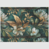 Smerald Groen Bloemendecor Naadloos Decoupage Tissuepapier (Voorkant)