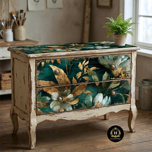 Smerald Groen Bloemendecor Naadloos Decoupage Tissuepapier