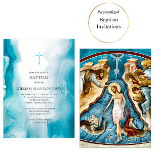 Smerald Zee Blauw Orthodox Christelijke Doop Kaart