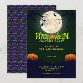 Smeraldgroene Halloween-kostuumfeest Kaart (Voorkant / Achterkant)