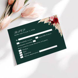 Smeraldgroene Tropische Rozen Trouw RSVP Kaart