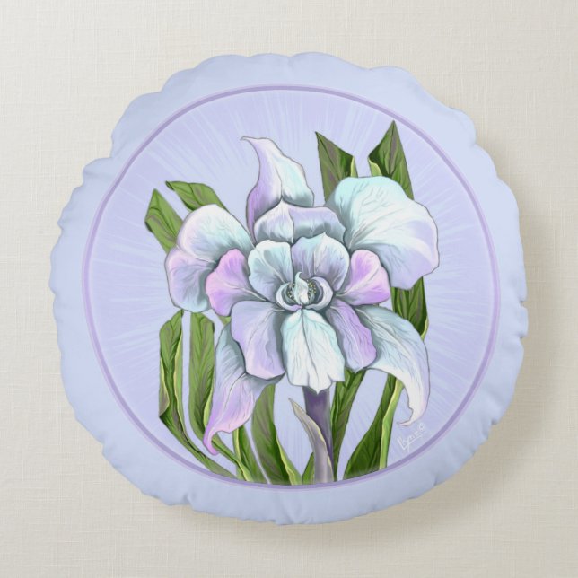 Smeraldo Flower Round Pillow Rond Kussen (Voorkant)