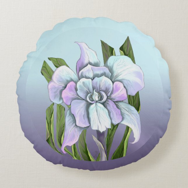 Smeraldo Flower Round Pillow Rond Kussen (Voorkant)