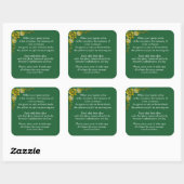 Smereld receptie vierkante sticker (Vel)