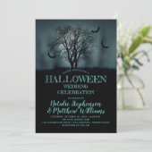 Smerie Tree Bats Halloween bruiloft Kaart (Staand voorkant)