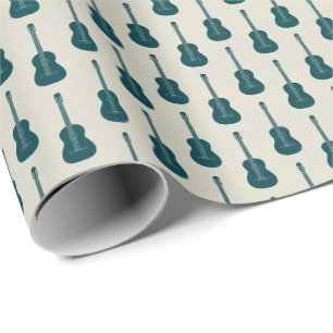 Smerige akoestische gitaar polkadot blauw crème cadeaupapier