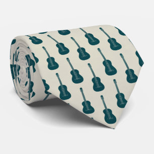 Smerige akoestische gitaar polkadot blauw crème stropdas