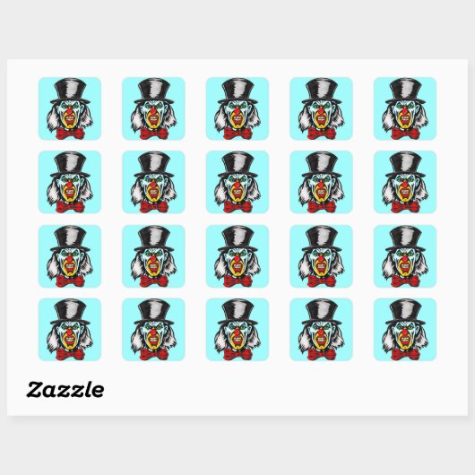 smerige clown vierkante sticker (Vel)