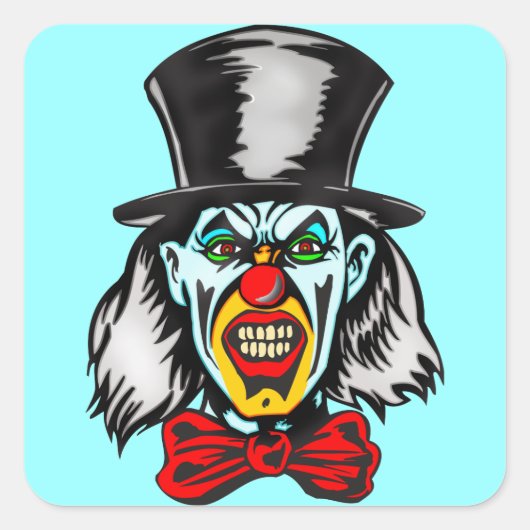 smerige clown vierkante sticker (Voorkant)