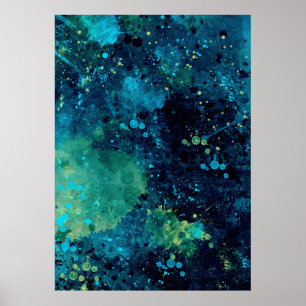 Smerige Turquoise en Geel Poster