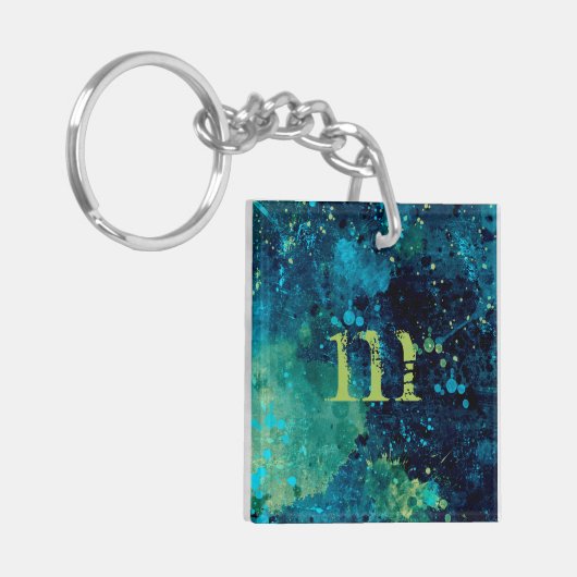 Smerige Turquoise en Geel Sleutelhanger (Voorkant Links)