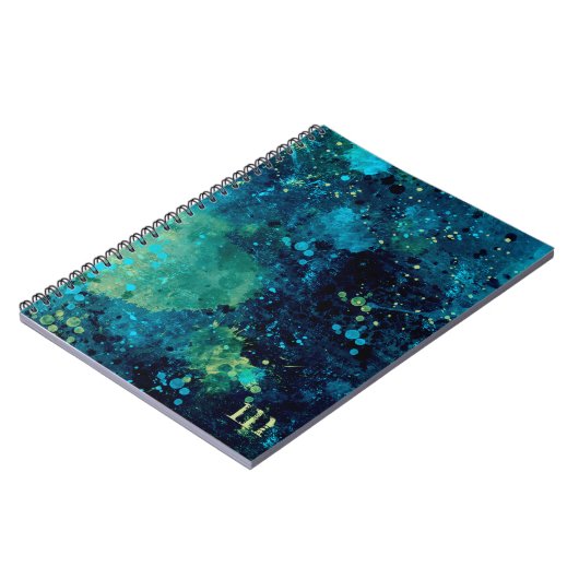 Smerige turquoise en gele foto notitieboek (Linkerzijde)