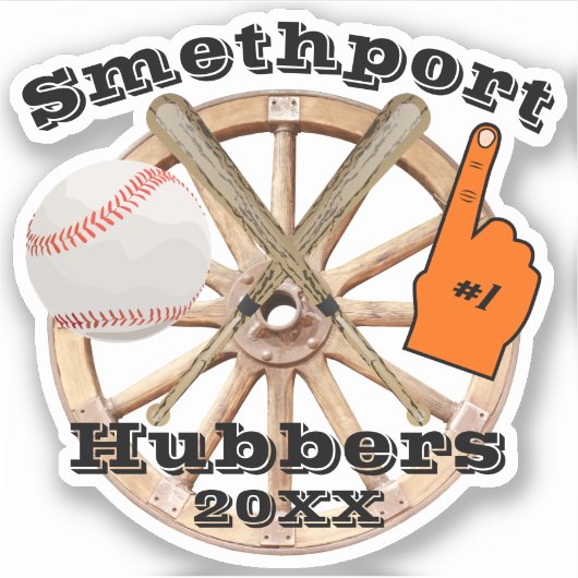 Smethport Hubbers #1 Fan Honkbal Softbal en Bat Sticker (Voorkant)