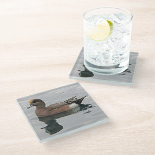 Smient Eend Reflectie Foto Vogel Liefhebber Glazen Onderzetter