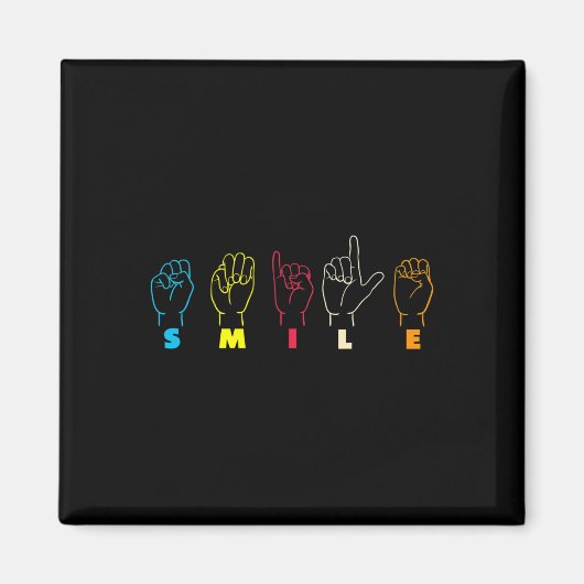 Smile ASL Alphabet American Sing Language ASL Teac Magneet (Voorkant)