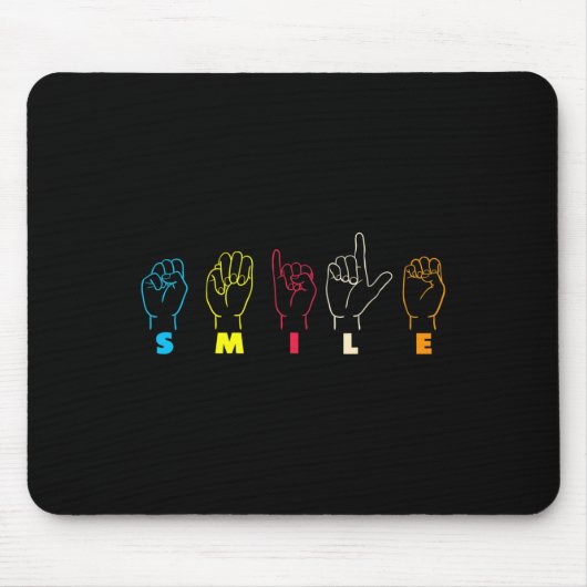 Smile ASL Alphabet American Sing Language ASL Teac Muismat (Voorkant)