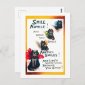 Smile Awhile, Black Cat, Louis Wain Briefkaart (Voorkant / Achterkant)
