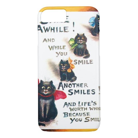 Smile Awhile, Black Cat, Louis Wain Case-Mate iPhone Case (Achterkant)