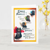 Smile Awhile, Black Cat, Louis Wain Kaart (Gele Bloem)