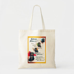 Smile Awhile, Black Cat, Louis Wain Tote Bag