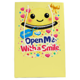 Smile Before You Open, Gift Bag Funny Medium Cadeauzakje