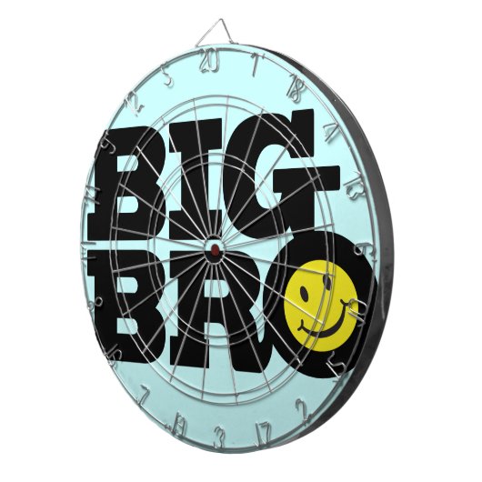 Smile Big Bro zwart lichtblauw geel dart board Dartbord (Voorkant Rechts)