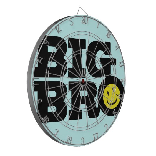 Smile Big Bro zwart lichtblauw geel dart board Dartbord (Voorkant Links)