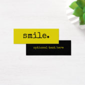 Smile Black Yellow Typography Mini Visitekaartjes (Bureau)