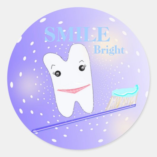 Smile Bright Dental Ronde Sticker (Voorkant)