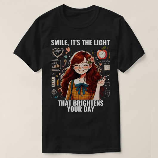 Smile Bright Funny Wiskunde Teacher Terug naar sch T-shirt (Design voorkant)