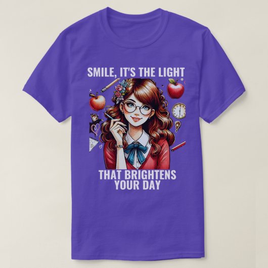 Smile Bright Funny Wiskunde Teacher Terug naar sch T-shirt (Design voorkant)