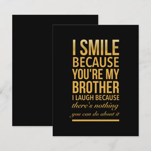 Smile bro Funny verjaardagsgeschenken voor broers  Bedankkaart (Voorkant / Achterkant)