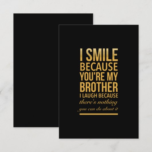 Smile bro Funny verjaardagsgeschenken voor broers  Bedankkaart (Voorkant / Achterkant)