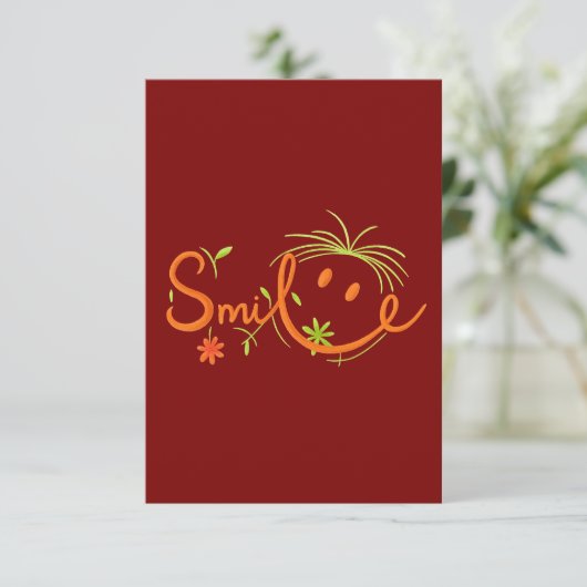 Smile Brush Style Line Art | Thank You Card 3.5"x5 Bedankkaart (Staand voorkant)