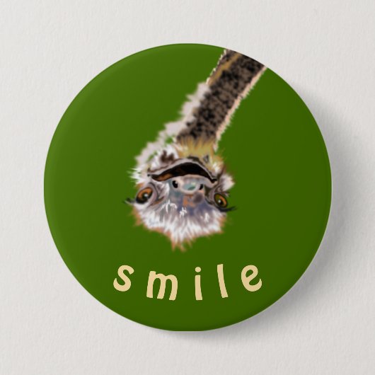 Smile Button Happy Ostrich - Uw kleur / Tekst (Voorkant)