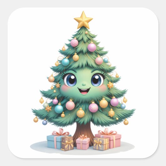 Smile Christmas Delight Vierkante Sticker (Voorkant)