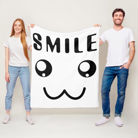 "Smile " Cool Motivatie Fleece Blanket (In situ)