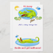 Smile Crocodile, krijg goed briefpapier voor kinde (Voorkant / Achterkant)