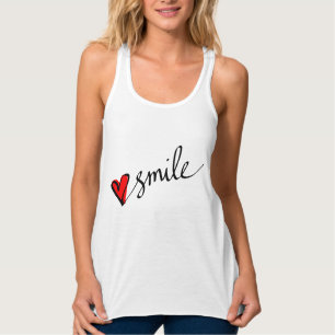 Smile Cute Red Heart Typography Script Tanktop