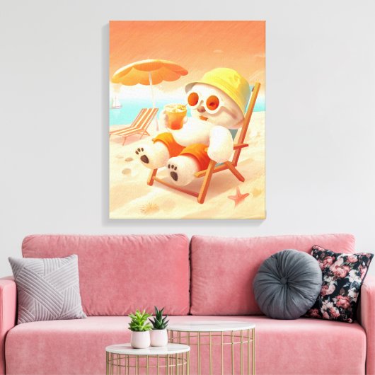 Smile Dog - Beach Mode On Canvas Afdruk (Insitu (Woonkamer))