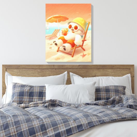 Smile Dog - Beach Mode On Canvas Afdruk (Insitu (Slaapkamer))