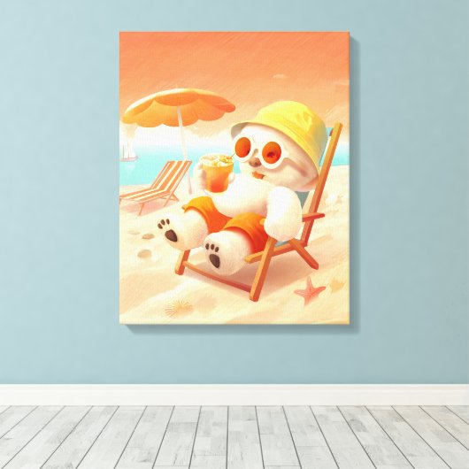 Smile Dog - Beach Mode On Canvas Afdruk (Insitu (Houten vloer))