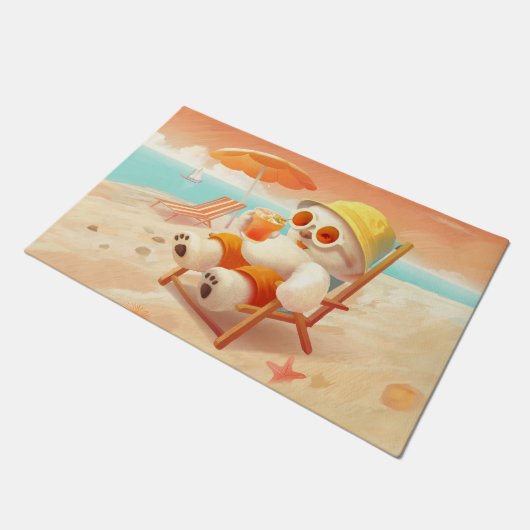 Smile Dog - Beach Mode On Deurmat (Schuin)