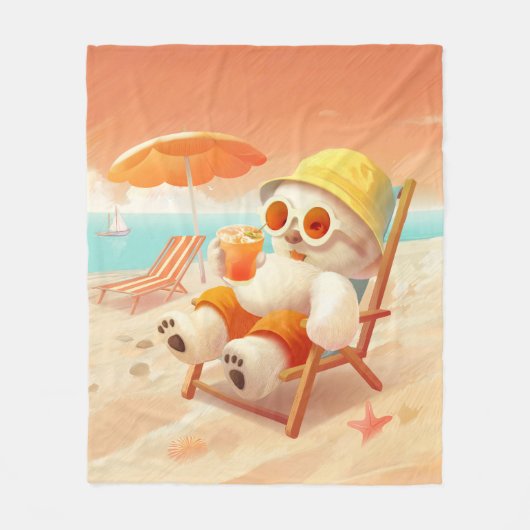 Smile Dog - Beach Mode On Fleece Deken (Voorkant)